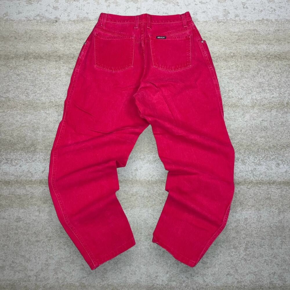 Vintage 90s Sasson Jeans Womens 12 Baggy Fit Tapered Ankle Strawberry Red